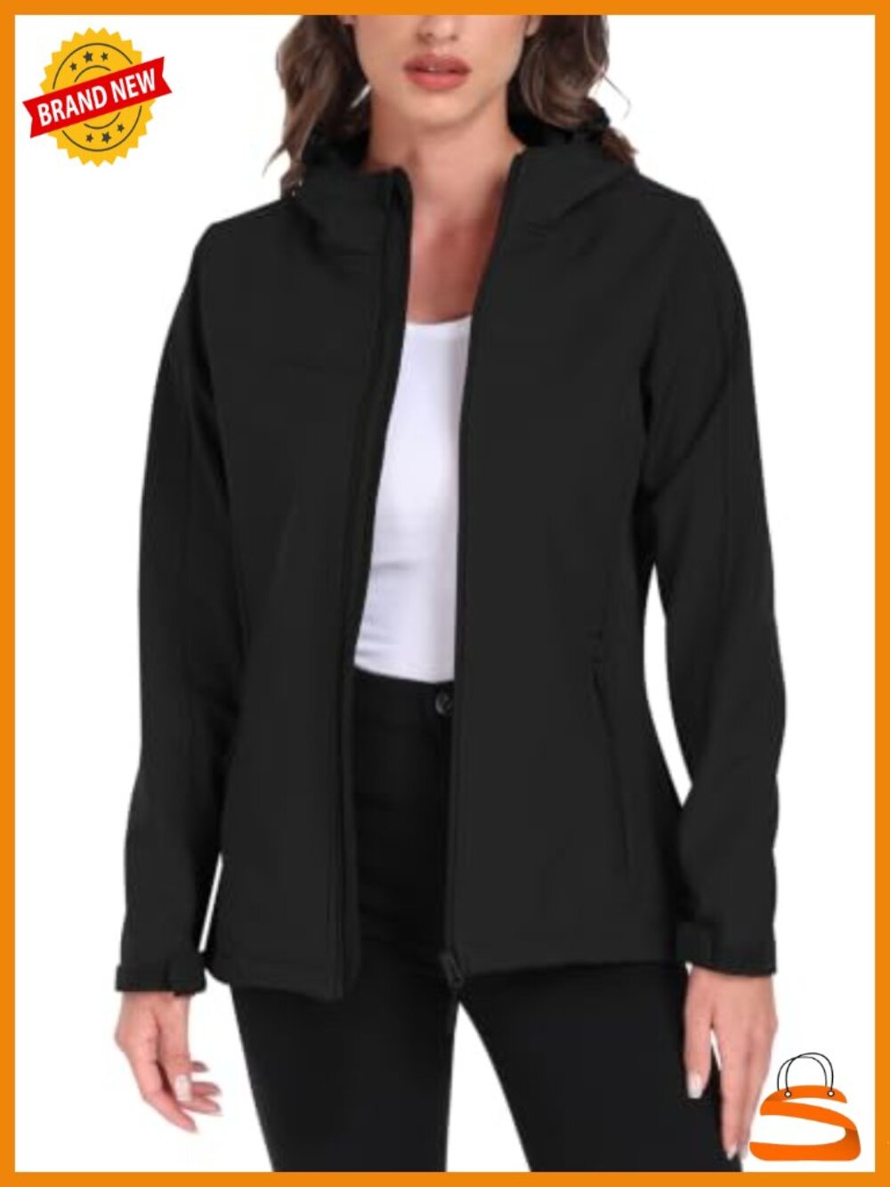 Women's Fleece Lined Softshell Jacket Hooded Lightweight Slim Fit